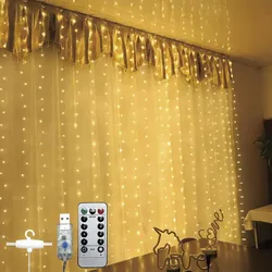 Гірлянда штора крапля роси SK 3х3 метри 300 led з пультом від USB Warm White 48668802